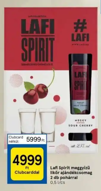 Tesco Lafi Spirit meggyízű likőr ajándékcsomag 2 db pohárral 0,5 l ajánlat