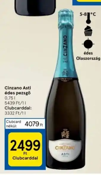 Tesco Cinzano Asti édes pezsgő 0,75 l ajánlat