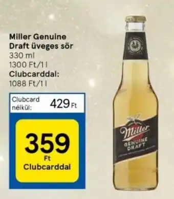 Tesco Miller Genuine Draft üveges sör 330 ml ajánlat