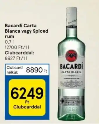 Tesco Bacardi Carta Blanca vagy Spiced rum 0,7 l ajánlat