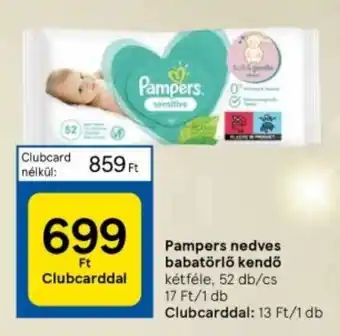 Tesco Pampers nedves babatörlőkendő kétféle, 52 db ajánlat