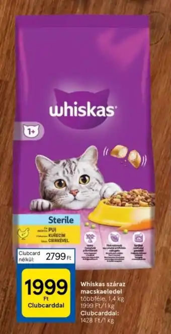 Tesco Whiskas száraz macskaeledel 1,4 kg ajánlat