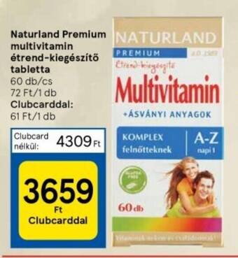 Tesco Naturland Premium multivitamin étrend-kiegészítő tabletta 60 db ajánlat