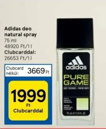 Tesco Adidas deo natural spray 75 ml ajánlat