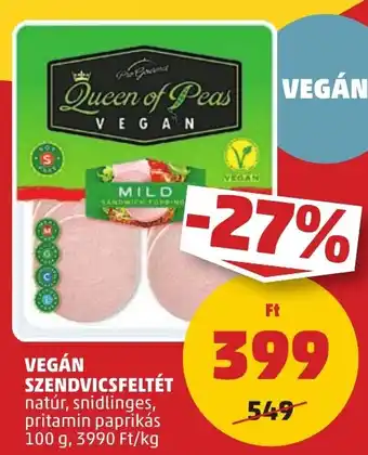 PENNY VEGÁN SZENDVICSFELTÉT 100 g ajánlat