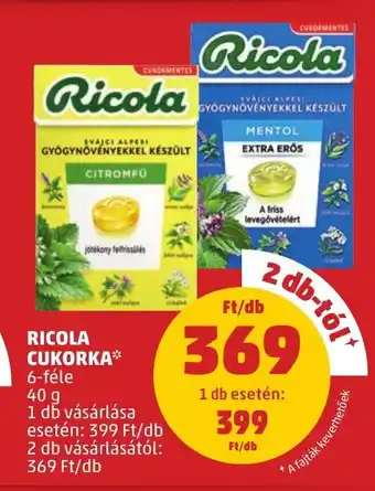 PENNY RICOLA CUKORKA 40 g ajánlat