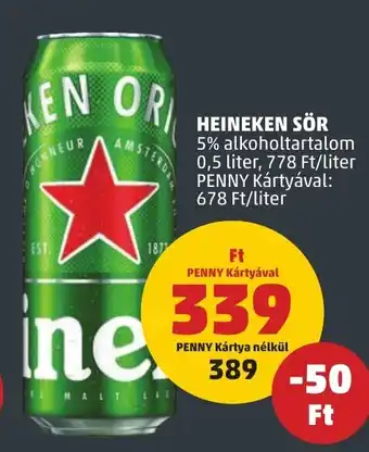 PENNY HEINEKEN SÖR 0,5 l ajánlat