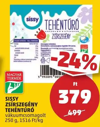 PENNY SISSY ZSÍRSZEGÉNY TEHÉNTÚRÓ 250 g ajánlat