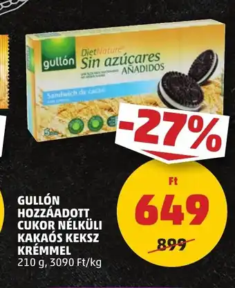 PENNY GULLÓN HOZZÁADOTT KAKAÓS KEKSZ KRÉMMEL 210 g ajánlat