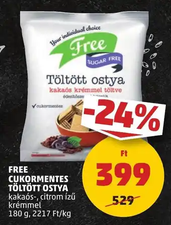 PENNY FREE CUKORMENTES TÖLTÖTT OSTYA 180 g ajánlat