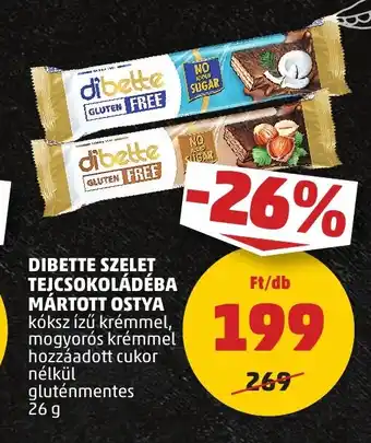 PENNY DIBETTE SZELET TEJCSOKOLÁDÉBA MÁRTOTT OSTYA 26 g ajánlat