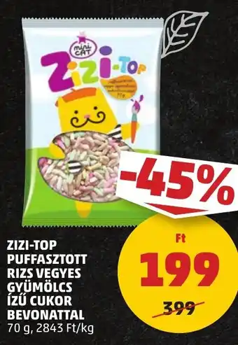 PENNY ZIZI-TOP PUFFASZTOTT RIZS GYÜMÖLCS ÍZŰ CUKOR BEVONATTAL 70 g ajánlat