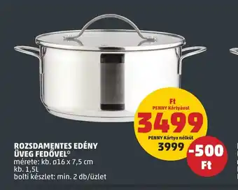 PENNY ROZSDAMENTES EDÉNY ÜVEG FEDŐVEL 1 db ajánlat