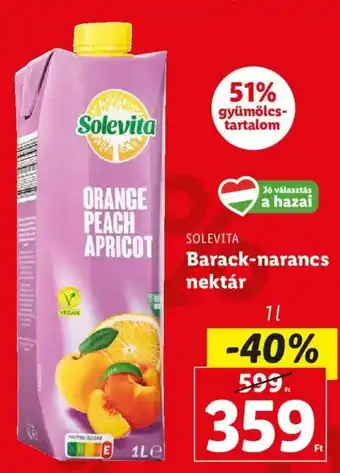 Lidl SOLEVITA Barack-narancs nektár 1 l ajánlat