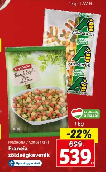 Lidl FRESHONA / AGROSPRINT Francia zöldségkeverék 1 kg ajánlat
