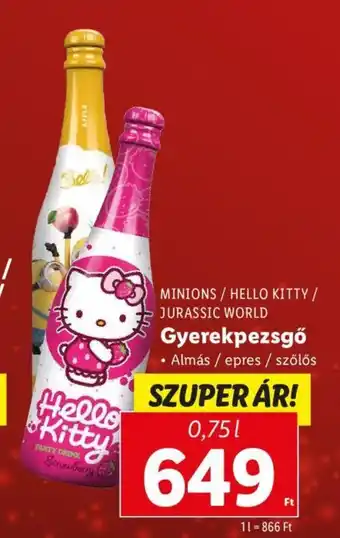 MINIONS / HELLO KITTY / JURASSIC WORLD Gyerekpezsgő 0,75 l