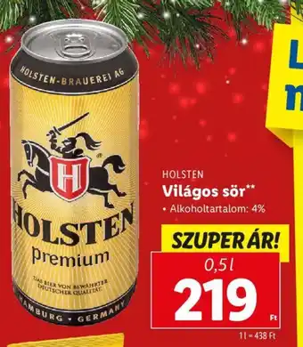 Lidl HOLSTEN Világos sör 0,5 l ajánlat