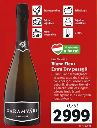 Lidl GARAMVÁRI Blanc Fleur Extra Dry pezsgő 0,75 l ajánlat