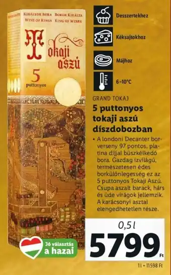 GRAND TOKAJ 5 puttonyos tokaji aszú díszdobozban 0,5 l