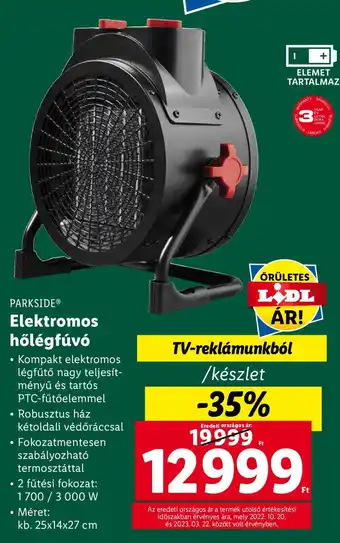 Lidl PARKSIDE Elektromos hőlégfúvó 1 készlet ajánlat