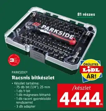 Lidl PARKSIDE Racsnis bitkészlet 81 részes ajánlat