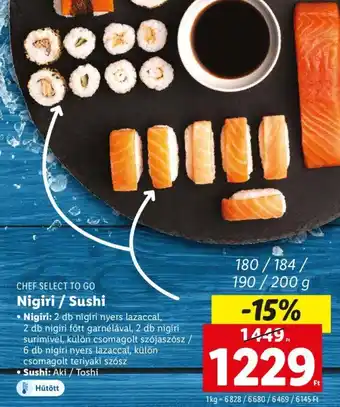 Lidl CHEF SELECT TO GO Nigiri / Sushi 180 - 200 g ajánlat