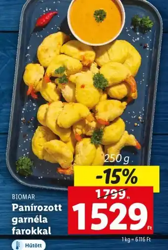 Lidl BIOMAR Panírozott garnéla farokkal 250 g ajánlat