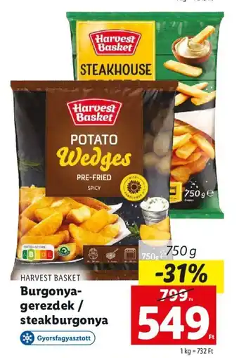 Lidl HARVEST BASKET Burgonya-gerezdek / steakburgonya 750 g ajánlat