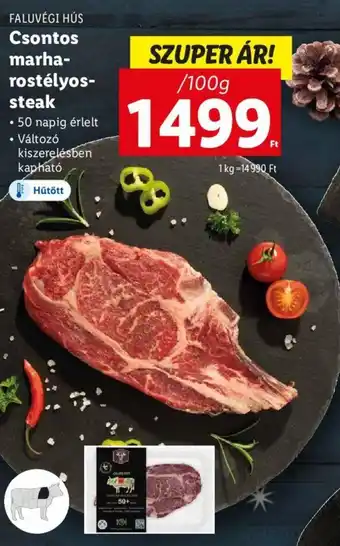 FALUVÉGI HÚS Csontos marha- rostélyos-steak 100 g