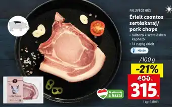 Lidl FALUVÉGI HÚS Érlelt csontos sertéskaraj/ pork chops 100 g ajánlat