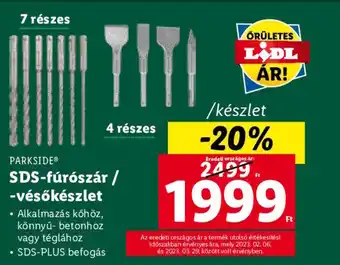 Lidl PARKSIDE SDS fúrószár vésőkészlet ajánlat