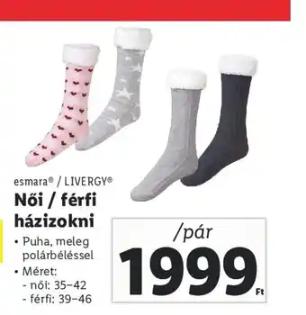 Lidl esmara LIVERGY Női férfi házizokni ajánlat