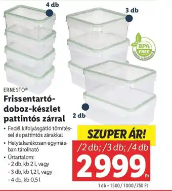 Lidl ERNESTO Frissentartó doboz készlet pattintós zárral ajánlat