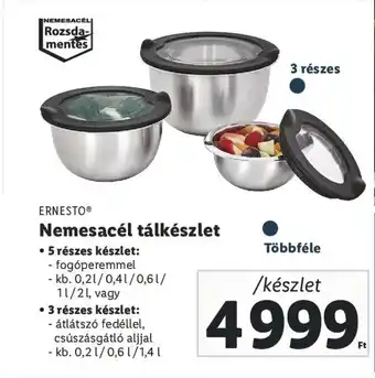 Lidl ERNESTO Nemesacél tálkészlet ajánlat