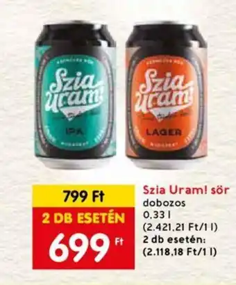 Szia Uram sör 0,33l