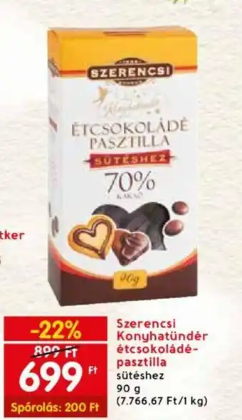 Szerencsi Konyhatündér étcsokoládé pasztilla sütéshez 90 g