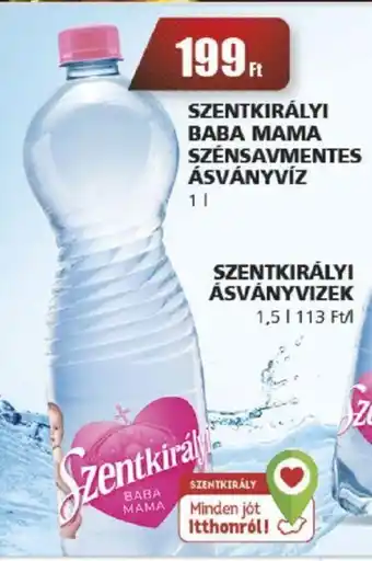 CBA SZENTKIRÁLYI BABA MAMA SZÉNSAVMENTES ÁSVÁNYVÍZ 1 l ajánlat