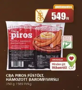 Príma CBA PIROS FÜSTÖLT, HÁMOZOTT BAROMFIVIRSLI 350 g ajánlat