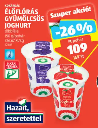 ALDI KOKÁRDÁS ÉLŐFLÓRÁS GYÜMÖLCSÖS JOGHURT 150 g ajánlat