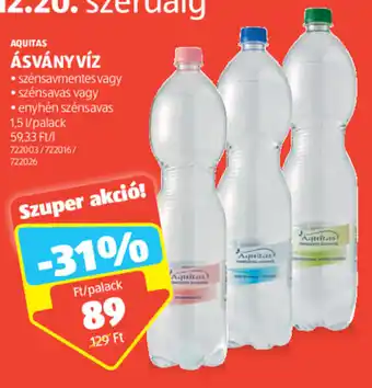 AQUITAS ÁSVÁNYVÍZ 1,5 l