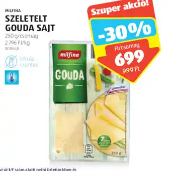 ALDI MILFINA SZELETELT GOUDA SAJT 250 g ajánlat