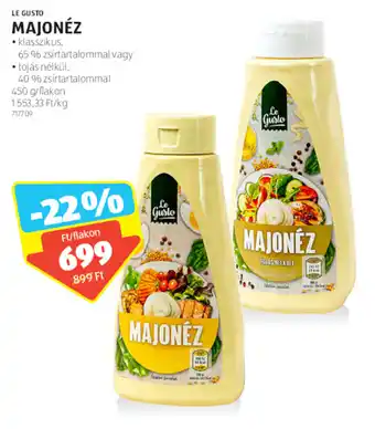 ALDI LE GUSTO MAJONÉZ 450 g ajánlat