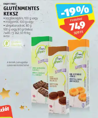 ALDI ENJOY FREE! GLUTÉNMENTES KEKSZ 100 / 80 g ajánlat