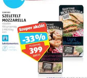 ALDI SZARVASI SZELETELT MOZZARELLA 100 g ajánlat