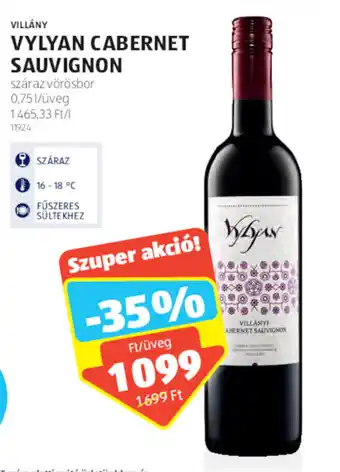 VILLÁNYI VYLYAN CABERNET SAUVIGNON 0,75 l