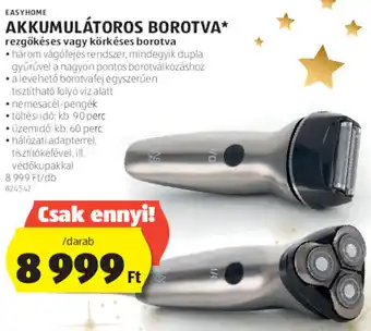 ALDI EASYHOME AKKUMULÁTOROS BOROTVA ajánlat