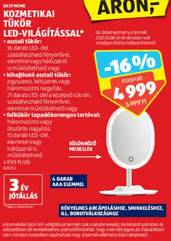 ALDI EASY HOME KOZMETIKAI TÜKÖR LED-VILÁGÍTÁSSAL ajánlat
