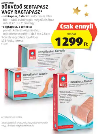ALDI ACTIVE MED BÖRVÉDŐ SEBTAPASZ VAGY RAGTAPASZ ajánlat
