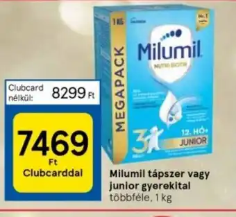 Tesco Milumil tápszer vagy junior gyerekital 1 kg ajánlat