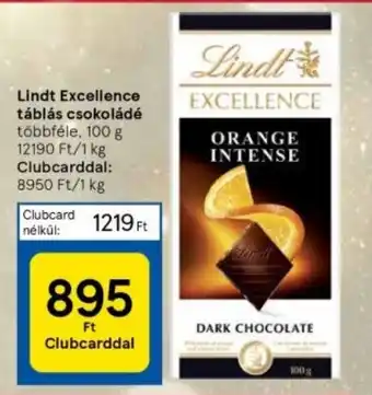 Tesco Lindt Excellence táblás csokoládé 100 g ajánlat